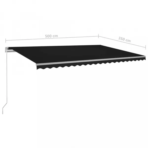 Ručne zaťahovacia markíza s LED svetlom 500x350 cm Dekorhome Bílá / modrá