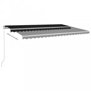 Ručne zaťahovacia markíza s LED svetlom 500x350 cm Dekorhome Bílá / modrá