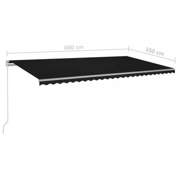Ručne zaťahovacia markíza s LED svetlom 600x350 cm Dekorhome Bílá / modrá