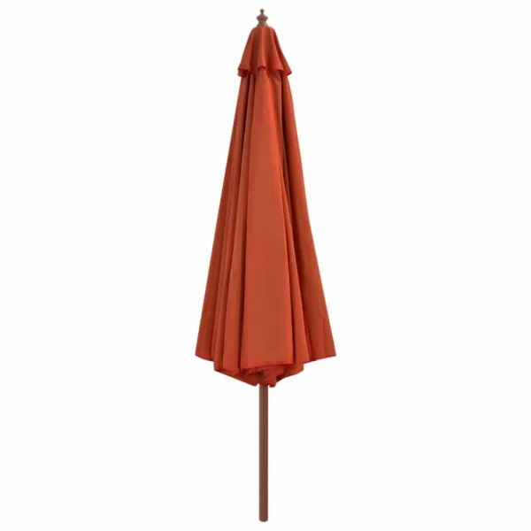 Slnečník Ø 350 cm látka / drevo Dekorhome Černá