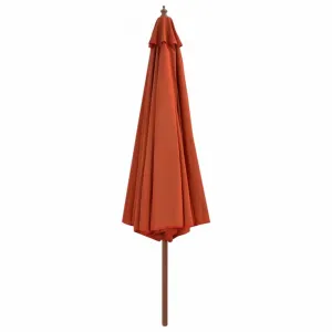 Slnečník Ø 350 cm látka / drevo Dekorhome Černá