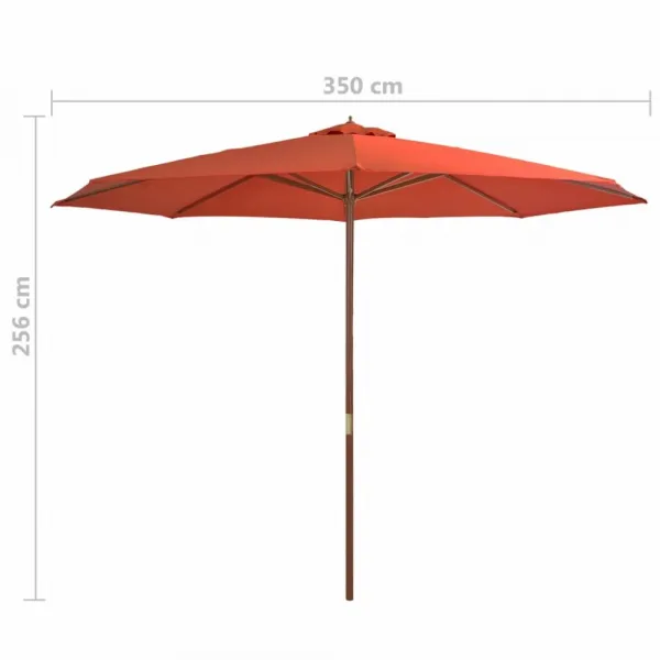 Slnečník Ø 350 cm látka / drevo Dekorhome Černá
