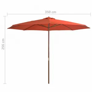 Slnečník Ø 350 cm látka / drevo Dekorhome Černá