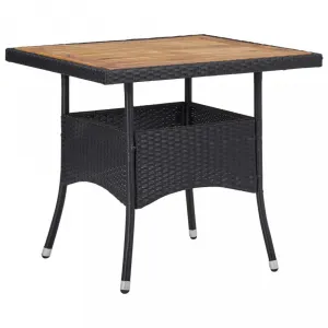 Záhradný jedálenský set 3 ks umelý ratan / akácie Dekorhome Černá