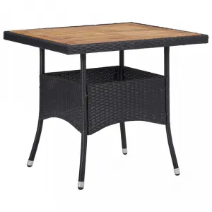 Záhradný jedálenský set 3 ks umelý ratan / akácie Dekorhome Černá
