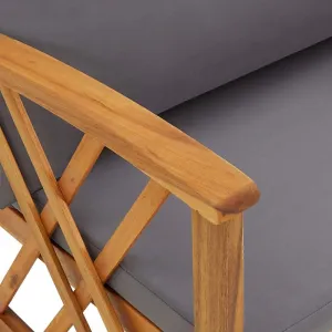 Záhradné stoličky 2 ks akácie / látka Dekorhome Šedá