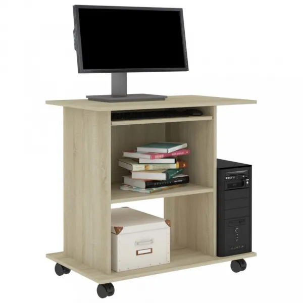PC stôl na kolieskach 80x50 cm Dekorhome Černá