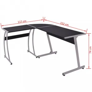 Rohový písací stôl DTD / kov Dekorhome Černá