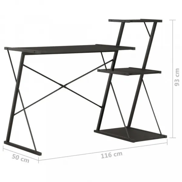 vidaXL Stôl s poličkami, biely 116x50x93 cm