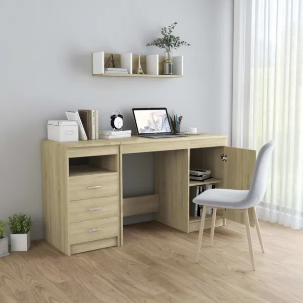 Písací stôl so zásuvkami a skrinkou 140x50 cm Dekorhome Bílá