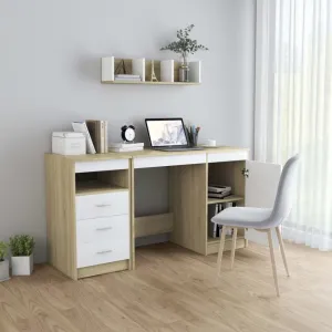 Písací stôl so zásuvkami a skrinkou 140x50 cm Dekorhome Bílá