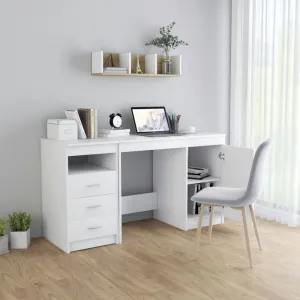Písací stôl so zásuvkami a skrinkou 140x50 cm Dekorhome Bílá