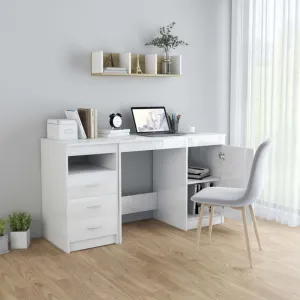 Písací stôl so zásuvkami a skrinkou 140x50 cm Dekorhome Bílá