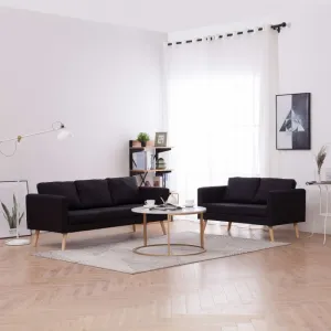 Sedacia súprava 2ks látka/drevo Dekorhome Černá
