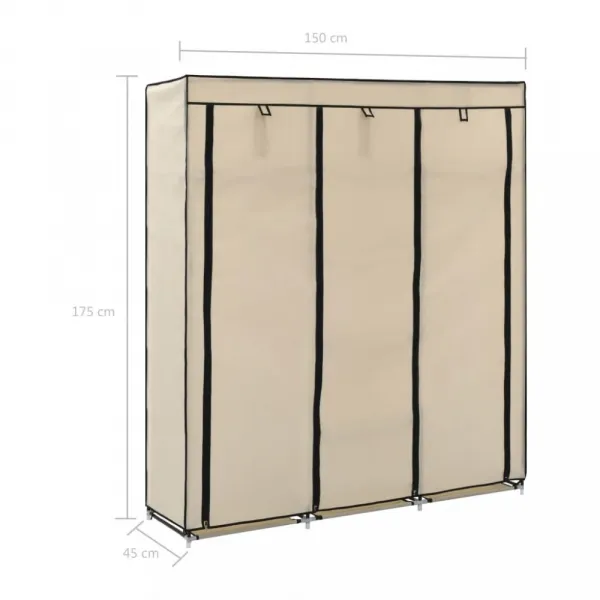 vidaXL Šatník s priehradkami a tyčami hnedý látkový 150x45x175 cm