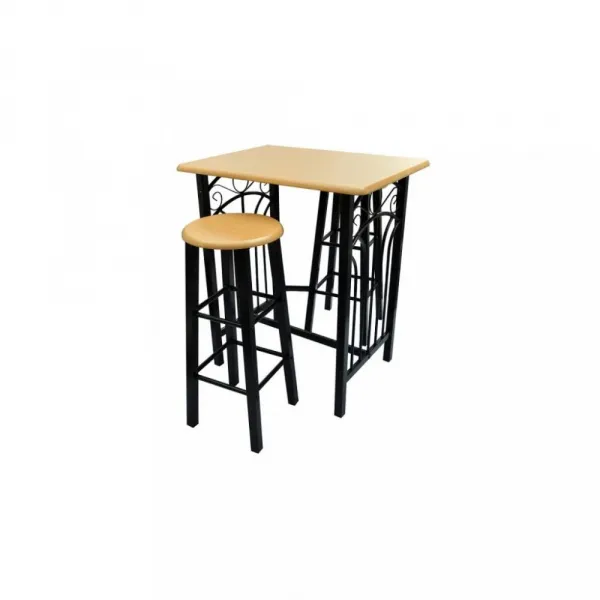 Barový set kov / MDF / drevo Dekorhome Černá / šedá