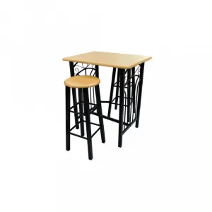 Barový set kov / MDF / drevo Dekorhome Černá / šedá