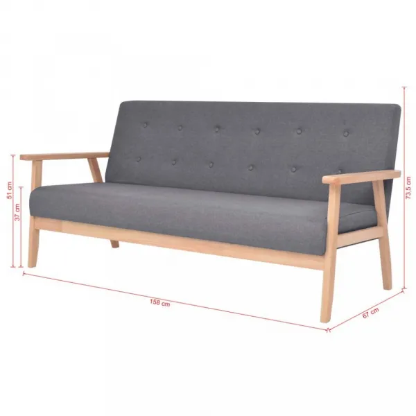Trojmiestna pohovka textil / drevo Dekorhome Světle šedá