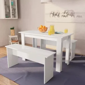 Jedálenský stôl s lavicami Dekorhome Bílá