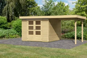 DrevenDrevený záhradný domček ASKOLA 3 s prístavkom 240 Lanitplast