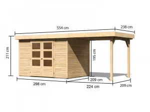 Drevený záhradný domček ASKOLA 4 s prístavkom 240 Lanitplast