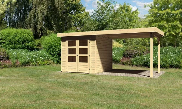 Drevený záhradný domček ASKOLA 2 s prístavkom 280 Lanitplast