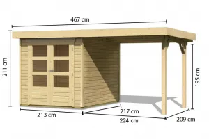 Drevený záhradný domček ASKOLA 2 s prístavkom 240 Lanitplast