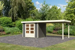 Drevený záhradný domček ASKOLA 4 s prístavkom 280 Lanitplast