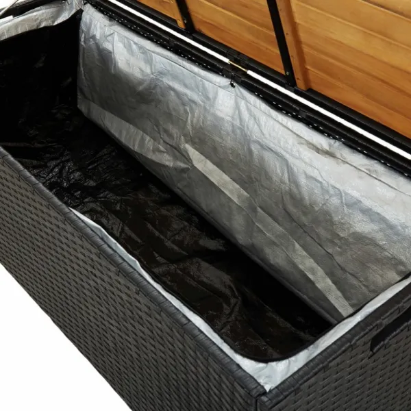 Záhradná lavica s úložným priestorom 120 cm polyratan Černá