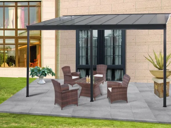 Hliníková pergola 4,35x3 m WALL 43 antracit Lanitplast
