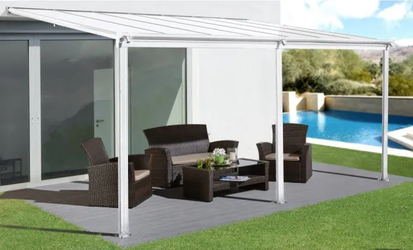 Hliníková pergola 4,35x3 m WALL 43 biela Lanitplast