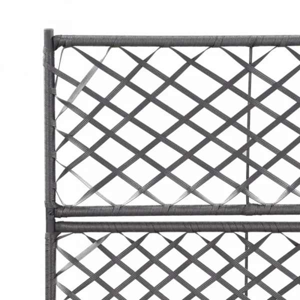 Truhlík trelážou a 2 kvetináči 58x30x107 cm polyratan Dekorhome Černá