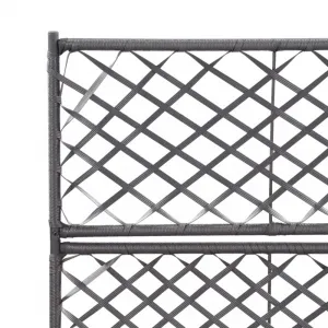Truhlík trelážou a 2 kvetináči 58x30x107 cm polyratan Dekorhome Černá