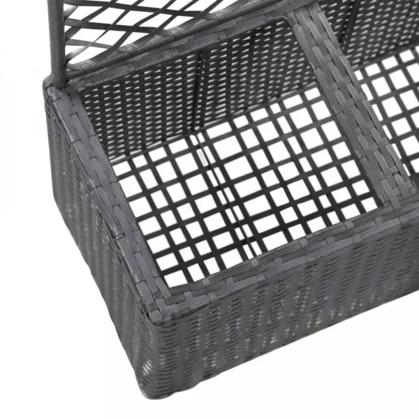 Truhlík trelážou a 2 kvetináči 58x30x107 cm polyratan Dekorhome Černá