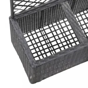 Truhlík trelážou a 2 kvetináči 58x30x107 cm polyratan Dekorhome Černá