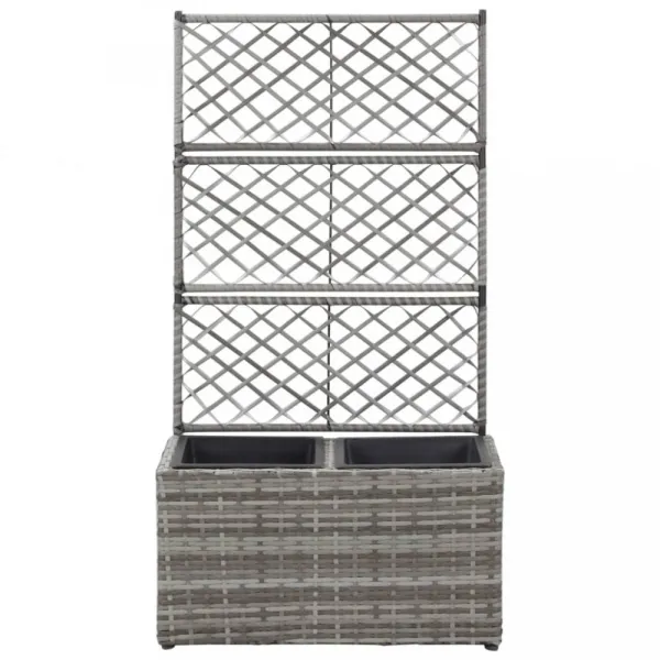 Truhlík trelážou a 2 kvetináči 58x30x107 cm polyratan Dekorhome Černá