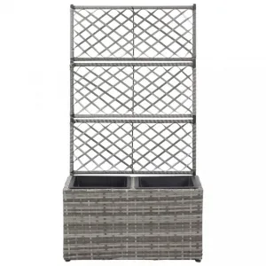 Truhlík trelážou a 2 kvetináči 58x30x107 cm polyratan Dekorhome Černá