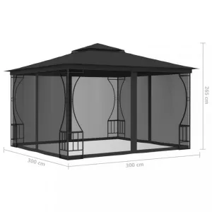 Záhradný altánok so závesmi 3 x 3 m Dekorhome Antracit