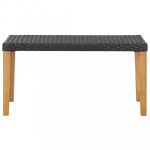 Záhradná lavica 120 cm polyratan / akácie Dekorhome Černá