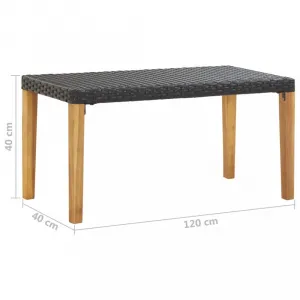 Záhradná lavica 120 cm polyratan / akácie Dekorhome Černá