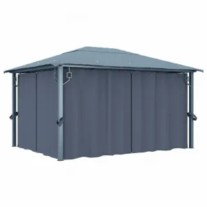 Záhradný altánok so závesmi 4 x 3 m Dekorhome