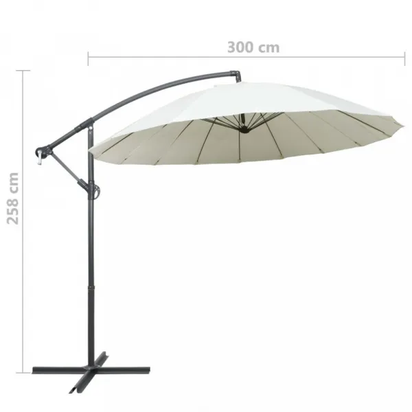 Závesný slnečník Ø 300 cm hliníková tyč Dekorhome Černá