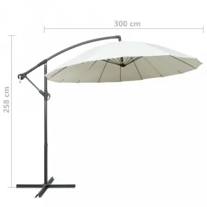 Závesný slnečník Ø 300 cm hliníková tyč Dekorhome Černá
