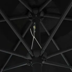 Záhradný slnečník s LED svetlami Ø 270 cm Dekorhome Černá