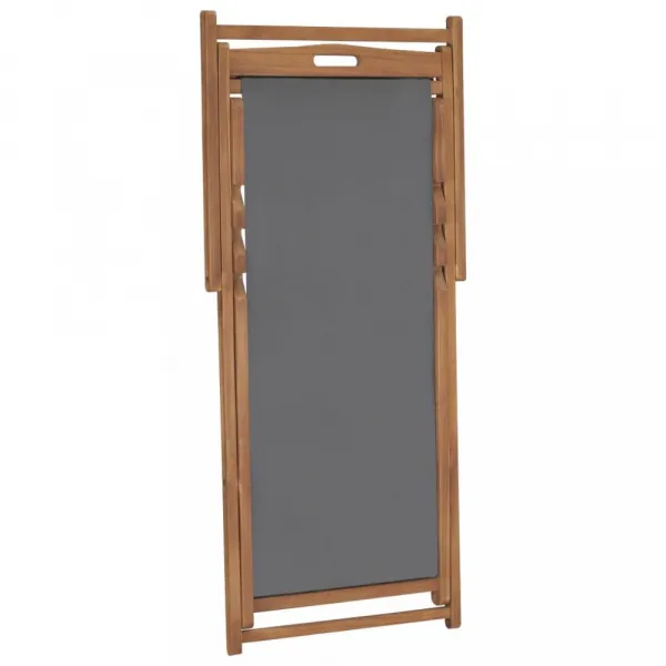Skladacie plážové kreslo teak Dekorhome Šedá