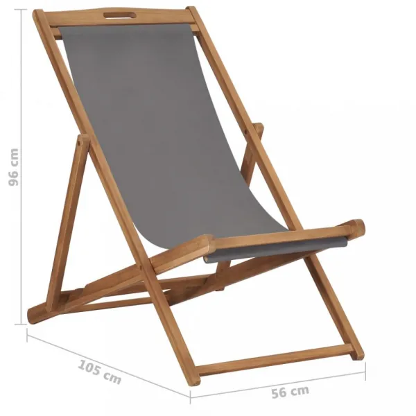 Skladacie plážové kreslo teak Dekorhome Šedá