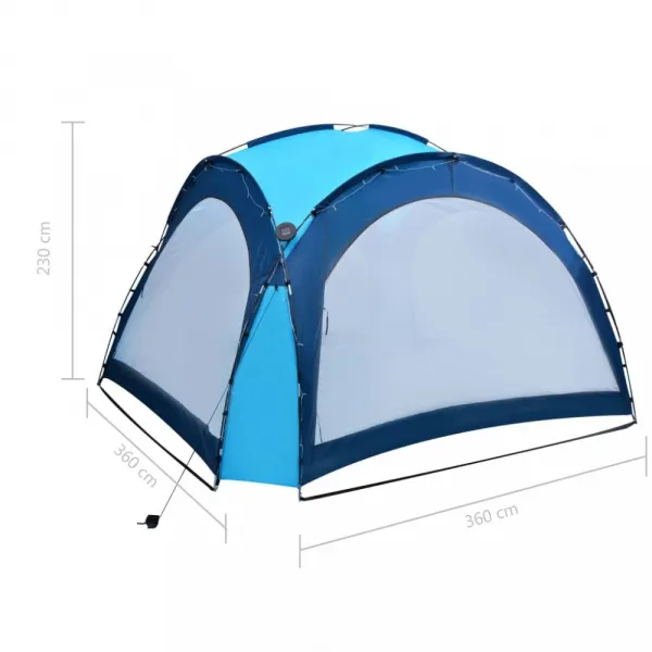 Párty stan s LED svetlami 3,6x3,6 m Dekorhome Modrá