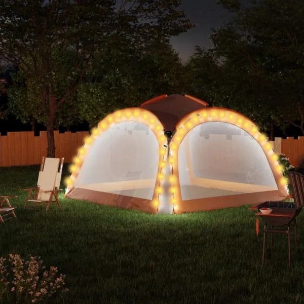 Párty stan s LED svetlami 3,6x3,6 m Dekorhome Modrá