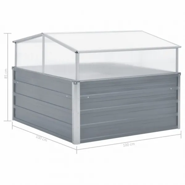 Skleník 100x100x85 cm pozinkovaná oceľ / polykarbonát Dekorhome Šedá