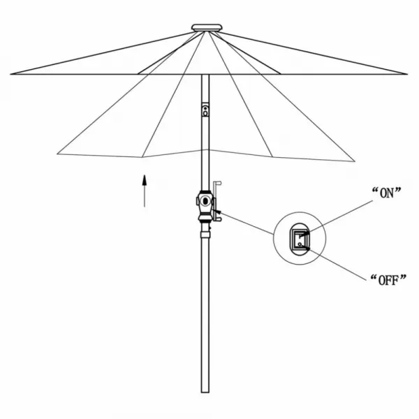 Závesný slnečník s LED Ø 300 cm Bílá